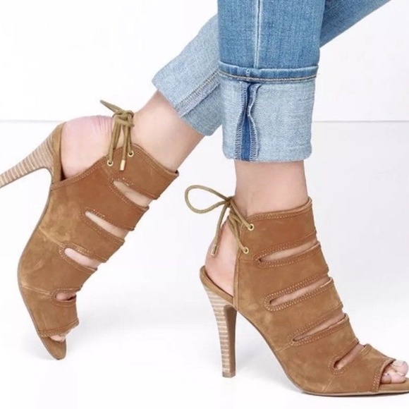 Anthropologie Shoes - Seychelles Tan Leather Play Along Sandal Heels